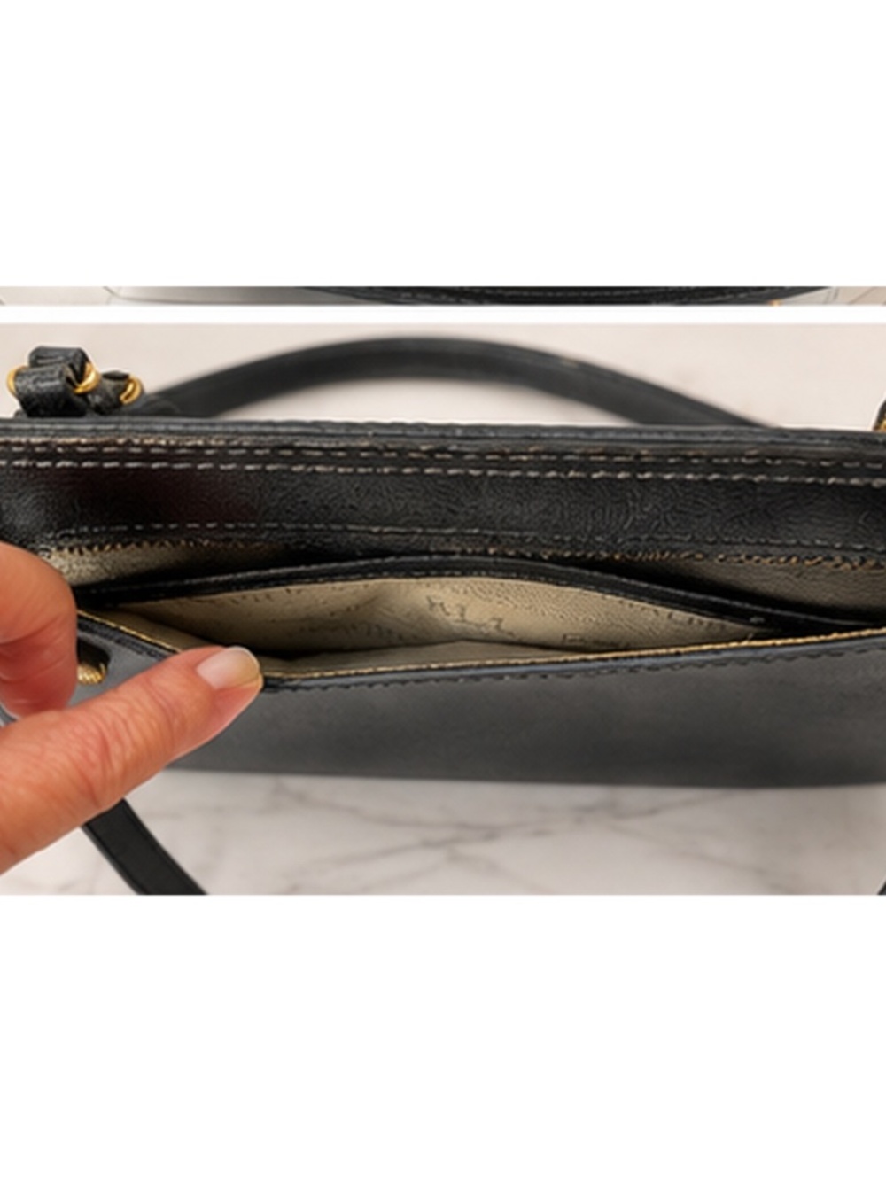 Price Drop 🌺 Lauren Ralph Lauren Black Leather Tote Shoulder Bag Gold Hardware - Picture 6 of 8